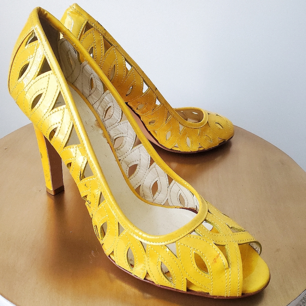 Vintage Yellow Miu Miu Patent Leather Heels